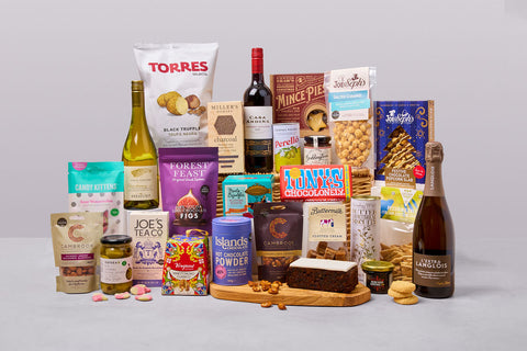 Large luxury Christmas hamper with wine, cake, biscuits and festive treats