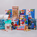 Games and treats hamper with crisps, chocolate and family games