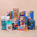 Games and treats hamper with crisps, chocolate and family games