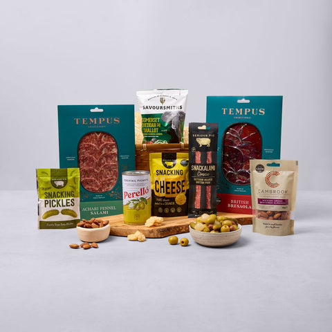 Artisan charcuterie hamper with British salami, bresaola and snack
