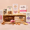 Luxury afternoon tea treats hamper with cakes, biscuits, fudge and popcorn